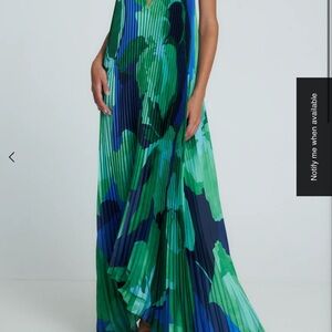 Vibrant Green and Blue Floral Maxi Dress